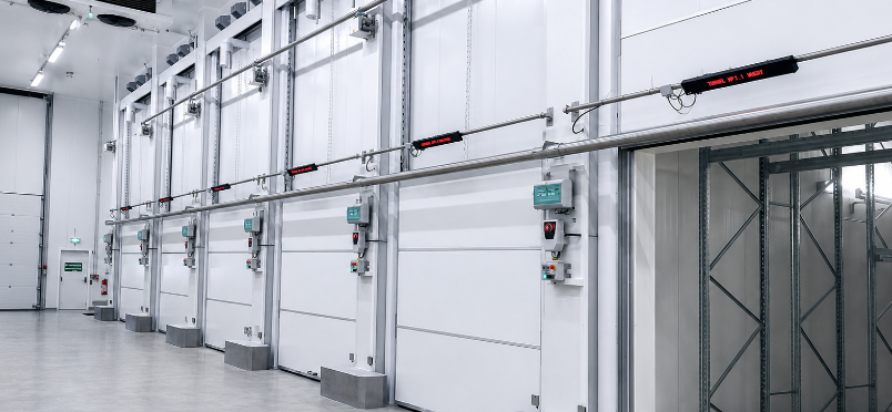 Vertical sliding doors for a new cold storage warehouse